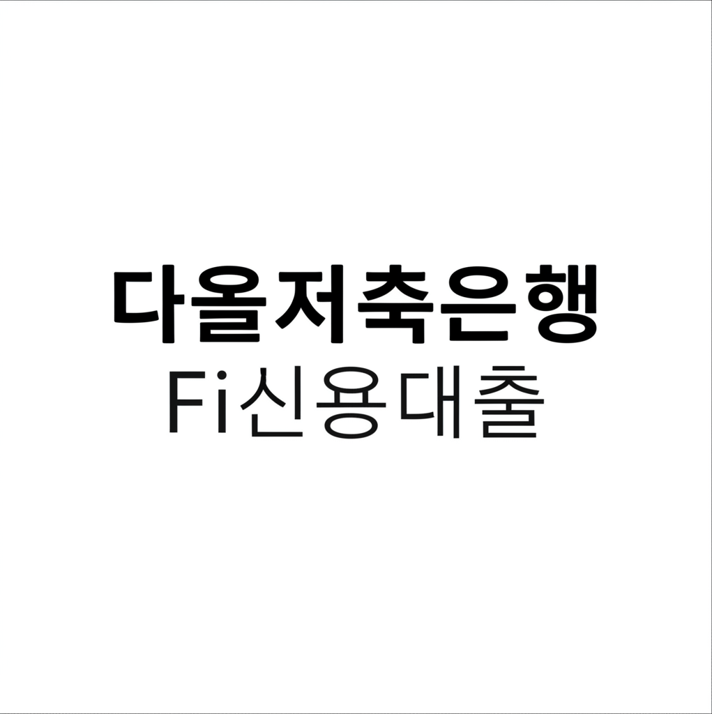 다올저축은행 Fi신용대출 조건 5가지와 신청 방법