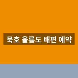 묵호 울릉도 배편 예약 홈페이지 1분만에 찾는법