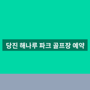 당진 해나루 파크 골프장 예약 1분만에 찾는법
