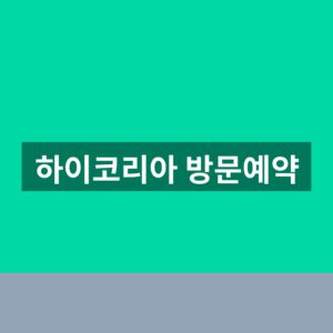 하이코리아 방문예약 신청 1분만에 찾는법
