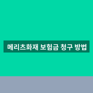 메리츠화재 보험금 청구 방법 5단계와 청구서류