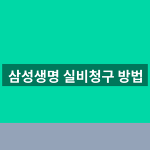 삼성생명 실비청구 방법 4단계와 통원 입원 서류