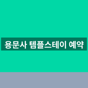 용문사 템플스테이 예약 양평 프로그램 3단계 확인법