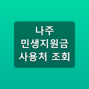 나주 민생지원금 사용처 조회